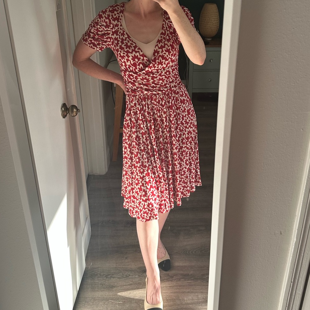 💕BOGO💕Ric Rac Anthropologie Red and White floral dress short sleeves